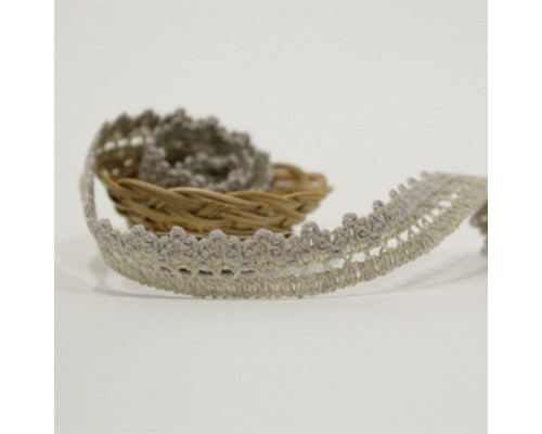 Crocheted lace ribbon grey